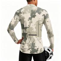 Men's Long Sleeve Cycling Jersey Quarter Zip Breathable Quick Dry Lightweight Stretch Fabric Sportswear Top for Outdoor Activities L armijos žalia spalva