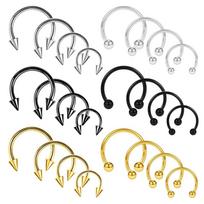24Pcs Stainless Steel Cone Spike Septum Nose Ring - Circular Horseshoe Nipple Hoops - Eyebrow Ear Piercing - Body Jewelry Curved barbell&Labret, Lip Piercing Jewelry&Face
