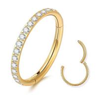 Stainless Steel Nose Ring CZ 16G Hinged Septum Clicker Segment Ear Tragus Cartilage Helix Daith Lip Nose Body Piercing Jewelry 1.2x8mm auksas