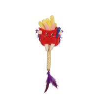 Plush Catnip Toy with Soft Fabric and Durable Handle Designed for Cat Teeth Cleaning and Interactive Play with Attached Feathers and Various Textures One Size