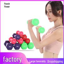 Hexagonal Frosted Dip-Coated Colorful Women's Dumbbells Set - Small Fitness Equipment Dumbbell Rack (Holds 3 Pairs)