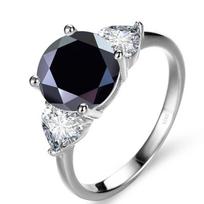 Bague Ringen Prabangus Vestuvinis 925 Sterlingų Sidabrinis Žiedas 3 Karatų D-COLOR Moissanite Deimantiniai papuošalai Moterims Klasikinio keturių letenų dizaino 3ct No.5 juoda