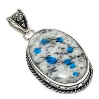 Natural K2 Blue Azurite Gemstone 925 Sterling Silver Gift Pendant 2.25  f9K95