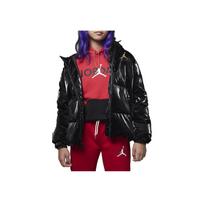 Jordan Logo Print Hooded Zip-Up Down Jacket Kids Outerwear Black FB9266-010 L