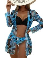 Women's Bikini 3 Piece Floral Sexy Quick Dry Swimsuit Set S mėlyna