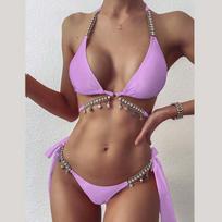 Bikinis maudymosi kostiumėlis moteriškas bikinis seksualus paplūdimio maudymosi kostiumėlis S rožinė raudona spalva