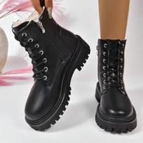 Fashion Women's Shoes 2024 High Quality Side Zip Women's Boots Winter Round Toe Plush Fleece for Warmth Solid Short Barrel Fashion Boots 35 juoda