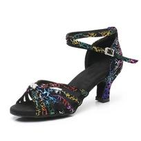 XIHAHA Kulniukai Lotynų Amerikos šokių batai moterims, merginoms, salės, tango šokių batai, salsa sandalai, treniruočių batai 5.5/7.5/9CM 41 black