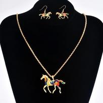 Color Oil Drop Pony Pendant Personalized Necklace Light Luxury Premium Neck Earrings Set Women