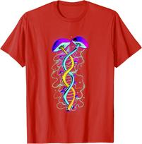 Psychedelic Mushroom DNA Double Helix Graphic Tee Men Casual Trip Breathable T-Shirt S