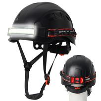 CE Construction Safety Helmet W/ Led Headlight Strip and Warning Taillight ABS Hard Hat Light Weight ANSI Industrial Work Cap