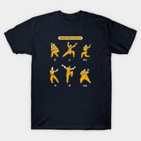 Men Black Print T-shirt Know Your Kung Fu No-Cut Transfer Paper Print Cotton Tshirt S