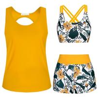 Women's Floral Printed Separate Three Piece Swimsuit With Bra Pads No Steel Bra Sexy Bikini S