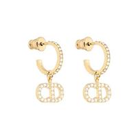 Dior Clair D Lune Metal White Crystal Earrings Women Earrings Gold E1740CDLCY-D301 Box-Dust Bag+Box