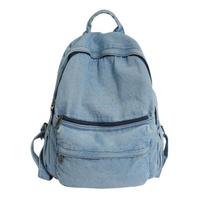 Japanese Denim Backpack, Women's Lazy Style, Solid Color, and Sense of Weight. Large Capacity Student Backpack, Harajuku Canvas Bag