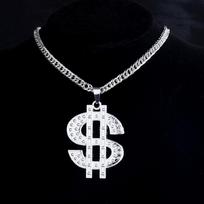 Madingi 18K auksu padengti hiphopo roko karoliai nerūdijančio plieno JAV dolerio pinigų ženklo pakabukas karoliai vyrams, moteriški papuošalai, dovana