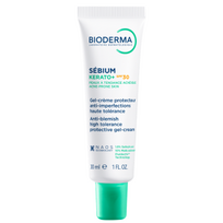 BIODERMA aukštos tolerancijos gelis-kremas nuo spuogų į aknę linkusiai odai, SÉBIUM KERATO+ SPF30, 30 ml