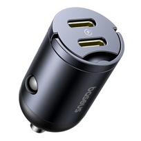 Baseus Tiny Star Mini Car Charger USB-C/USB-C 30W Cosmic juodos spalvos