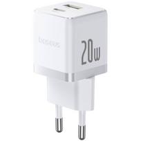 Baseus Palm Fast Charger USB-A + USB-C 20W baltos spalvos