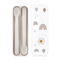 Smėlio spalvos plastikinis vaikiškų šaukštelių rinkinys 2 vnt. Sunshine & Rainbow – Mepal