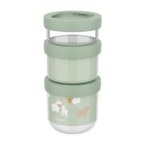 Šviesiai žalios spalvos iš plastiko vaikiškos pietų dėžutės 3 vnt. Little Farm by Little Dutch – Mepal