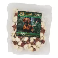 Real Dog Snack kaulas su mazgais, apsuktas triušiena, skanėstas šunims; 500g