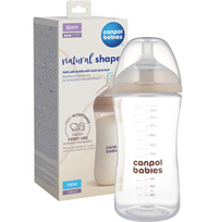 Kūdikių buteliukas Canpol Babies Natural Shape, 330 ml, 6+ mėn., smėlio sp.