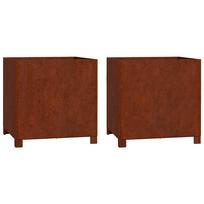 vidaXL Loveliai su kojelėm, 2vnt., rūdžių, 50x50x50cm, Corten plienas
