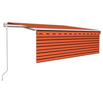 vidaXL Markizė su uždanga/LED/vėjo jutikliu, oranžinė/ruda, 4x3m