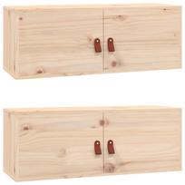 vidaXL Sieninės spintelės, 2vnt., 80x30x30cm, pušies medienos masyvas