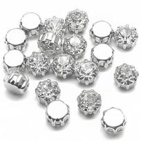 Round Clear Crystal Rhinestone with Hole 8 Claws Flatback DIY Sew On Stone Decoration for Wedding Clothes Bags Garment Ornament 6mm - 20 PCS