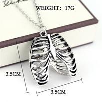 Fashion Gothic Rib Cage Necklace Anatomical Skeleton Heart Goth Punk Unique Retro Pendant Necklace Jewelry For Men Women Gifts 50cm