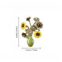 New creative design fashionable enamel Van Gogh sunflower yellow vase brooch, suitable for women's party accessories