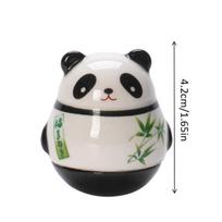 Japanese Ceramic Panda Doll Crafts Panda Tumbler Toy Lucky Charm Fortune Ornament Landscape Home Office Desk Decor]
