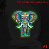 Glow-in-the-Dark Colored Totem Elephant Toilet Sticker Self-Adhesive Removable Wall Decal Home Bathroom Living Room Decor