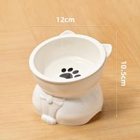 Cat Dog Food Water Bowl-Raised Pet Feeder with Non-Slip Base & Paw Print Design,Neck Protection Bowl for Small Medium Pets balta