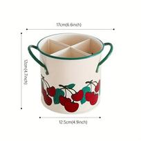 Vintage Cherry Tableware Bucket Household Kitchen Chopsticks Cage Knife and Fork Storage Bucket Creative