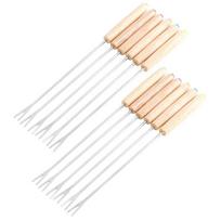 ABUL-Fondue Forks, Cheese Fondue Sticks With Wooden Handle Heat Resistant For Chocolate Fountain Roast Marshmallows 24 X 1Cm