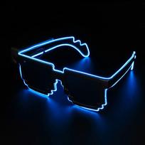 Novel Mosaic LED Light-up Glasses Wireless Glow in the Dark for Rave Party Funny Neon Rave Christmas Party Shades for Adult Kids mėlyna