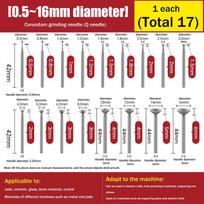 0.5-16mm Diamond Round Burring Sanding Drill Bit Grinding Head 2.35mm Shank Carve Precision Carving Tool Electric Grinder Parts