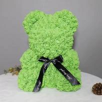 Artificial Flowers 25cm Rose Bear Girlfriend Anniversary Christmas Valentine's Day Gift Birthday Present For Wedding Party žalia