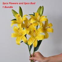 New with 3pcs Flowers and 2pcs Bud Artificial Lily Flower 67cm 6 Colors Fake Flowers Living Room Decoration Home Decoration geltona
