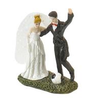Funny Football Lover Cake Toppers for Wedding Decorating Supplies Footballer Bride and Groom Dolls for Cake Decor Display Gifts 11x5.5x15CM