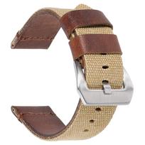Drobės ir odos laikrodžio dirželis 20mm 22mm 24mm Panerai laikrodžiui Rankų darbo Omega kariniam sportiniam laikrodžiui Žalias vyriškas/moteriškas laikrodžio apyrankė 20mm