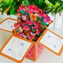 Fun Girlfriend 3D Pops-up Bouquet Gift Thank You Cards Mothers Day Cards Festical Party Decor Paper Flowers