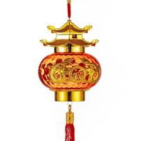 Hot Stamping Relief Spring Festival Lanterns Glowing Chinese Style Pagoda Lantern Handmade Blessing New Year Pendants 4inch