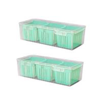 2 Piece 3 Compartments Spices Fresh Keep Storage Box Drainable Prevents Odor Transfer Scallions Preservation Case Stackable žalia