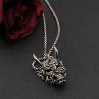 Vintage Punk Ghost Skull Mask Pendant Stainless Steel Chain Necklace Cool Men Rock Party Jewelry