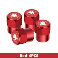 For Skoda 4pcs Car Wheel Tire Valve Caps Stem Case With Logo Auto Styling Kamiq MK3 Roomster Rapid Kodiaq Karoq Fabia Enyaq