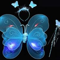 Funny Glowing Butterfly Wings Light Up Butterfly Skirt Lights Suits Luminous Wings  Christmas blue wings
